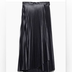 Zara Faux Leather Pleated Wrap Skirt